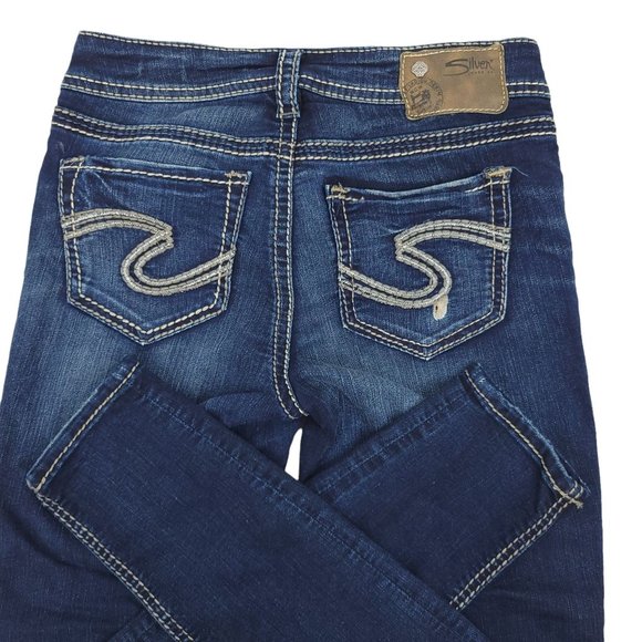 Silver Suki Mid Super Skinny Jeans Women Size 26 Dark Wash Stretch Denim MidRise - Picture 5 of 11